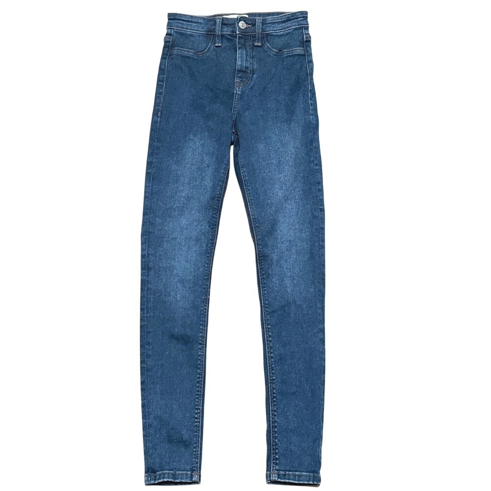 Mango MNG Womens 2 XS Skinny Jeans Stretch High Rise Dark Blue Faded Wash
